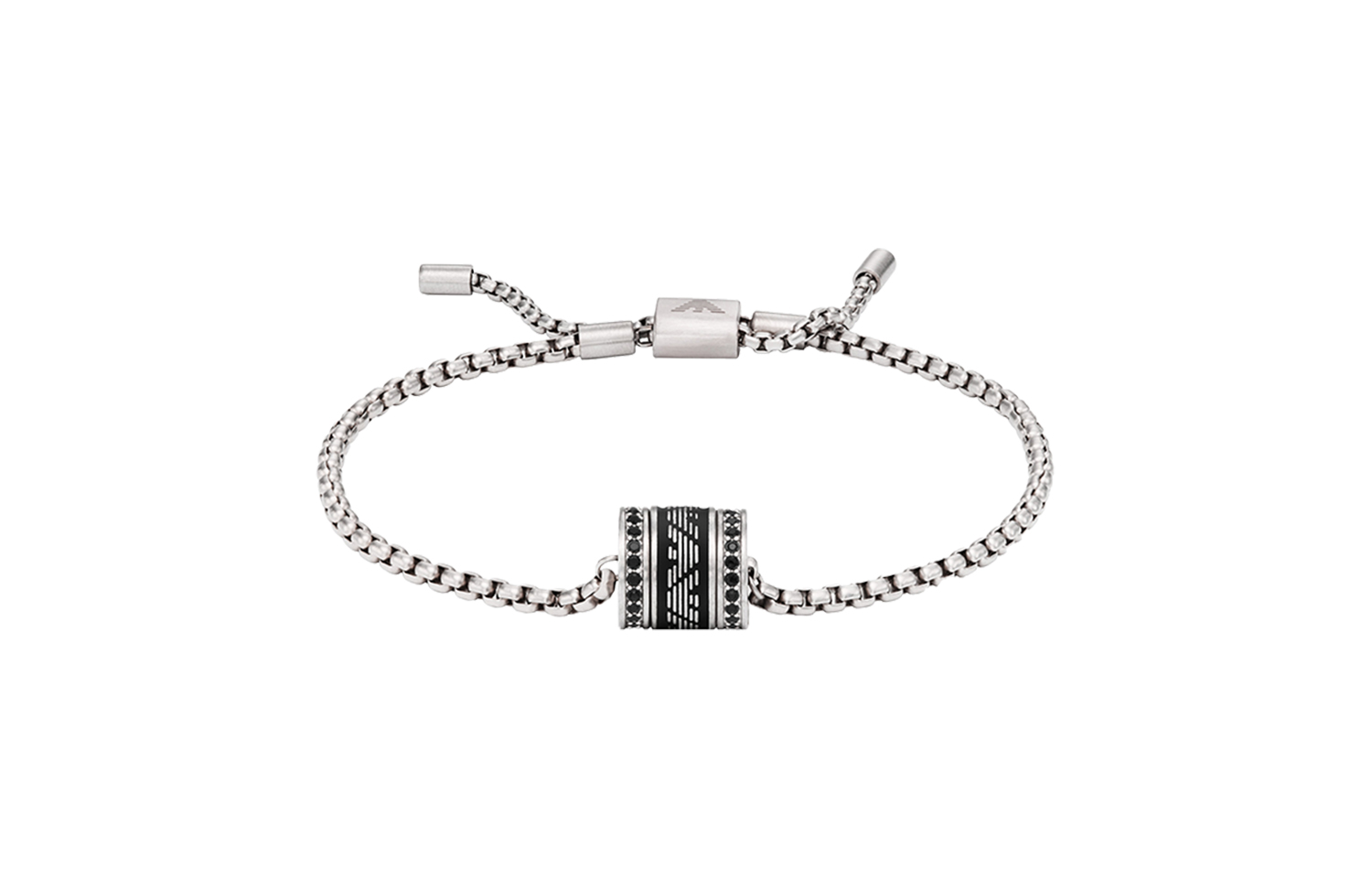 Lookbook Emporio Armani ARMANI Black Beaded  Bracelet with Cuban Link Pendant. EGS2978040