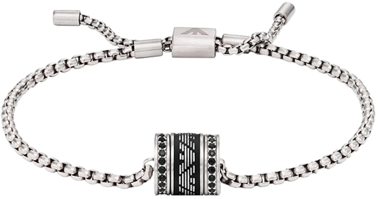 Emporio Armani ARMANI Black Beaded Bracelet with Cuban Link Pendant. EGS2978040 Lookbook Emporio Armani ARMANI Black Beaded Bracelet with Cuban Link Pendant. EGS2978040