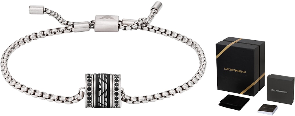 Emporio Armani ARMANI Black Beaded Bracelet with Cuban Link Pendant. EGS2978040 Purchase Emporio Armani ARMANI Black Beaded Bracelet with Cuban Link Pendant. EGS2978040