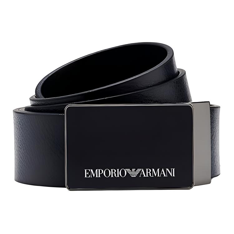 Emporio Armani Armani Navy Blue Textured Leather Belt with Printed Logo, 3.5cm Wide. Y4S427-YTU7J-84866