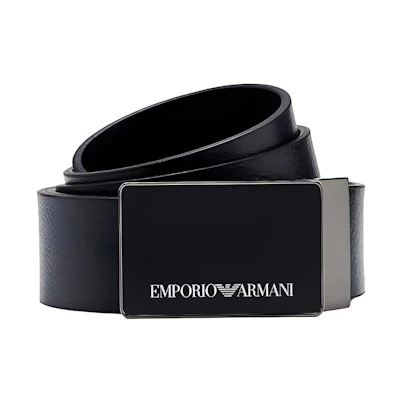 Emporio Armani Armani Navy Blue Textured Leather Belt with Printed Logo, 3.5cm Wide. Y4S427-YTU7J-84866
