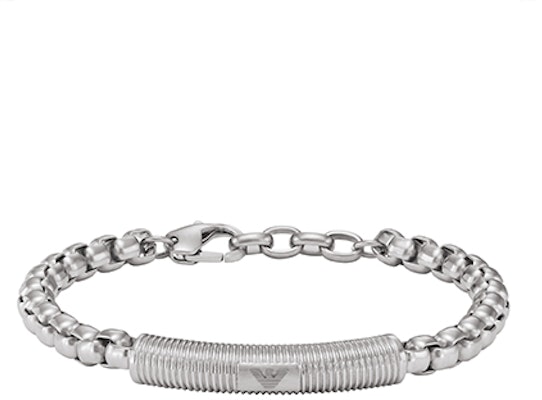 Emporio Armani ARMANI Silver Cuban Chain Bracelet with Eagle Logo Pendant for Men. EGS2940040 Buy Emporio Armani ARMANI Silver Cuban Chain Bracelet with Eagle Logo Pendant for Men. EGS2940040