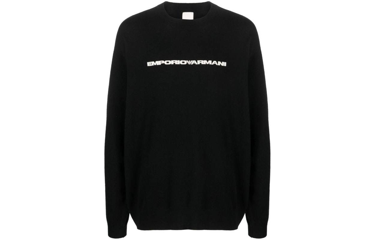 Order EMPORIO ARMANI 阿瑪尼 SS23 黑色標誌印花圓領毛衣 8N1M20-1M6QZ-F076