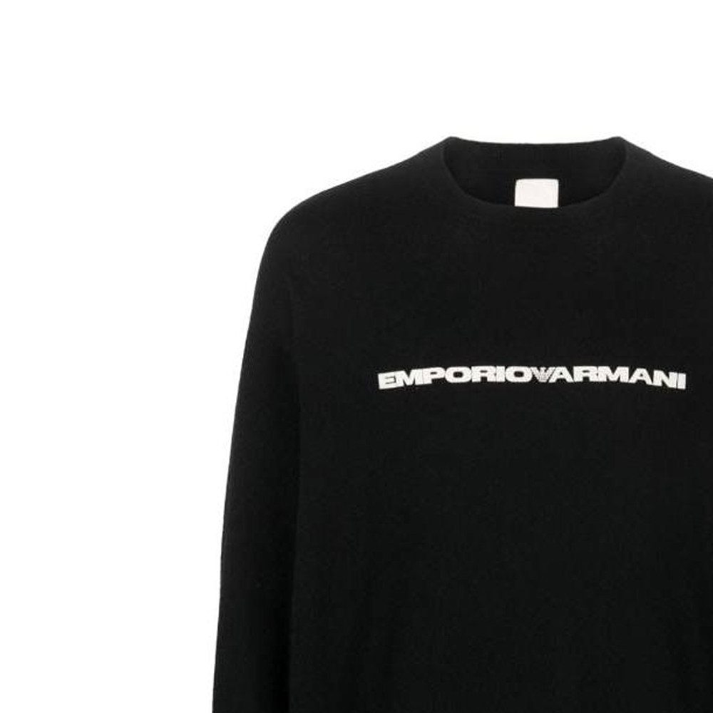 Details for EMPORIO ARMANI 阿瑪尼 SS23 黑色標誌印花圓領毛衣 8N1M20-1M6QZ-F076