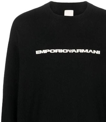 EMPORIO ARMANI 阿瑪尼 SS23 黑色標誌印花圓領毛衣 8N1M20-1M6QZ-F076 Details for EMPORIO ARMANI 阿瑪尼 SS23 黑色標誌印花圓領毛衣 8N1M20-1M6QZ-F076