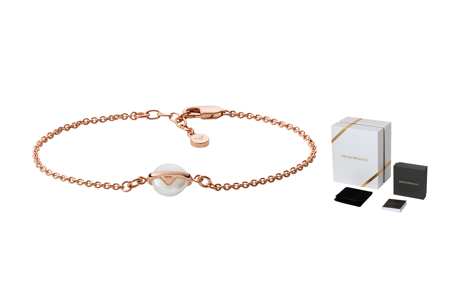 Emporio Armani ARMANI Women’s Fashion Bracelet Rose Gold 925 Silver Pearl Planet Design. EG3533221
