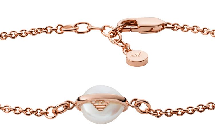 Shop Pulsera de moda para mujer Emporio Armani oro rosa plata 925 diseño perla planeta. EG3533221