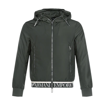 Emporio Armani Army Green Hooded Jacket with Hem Logo 6H1BL6-1NYAZ-0564