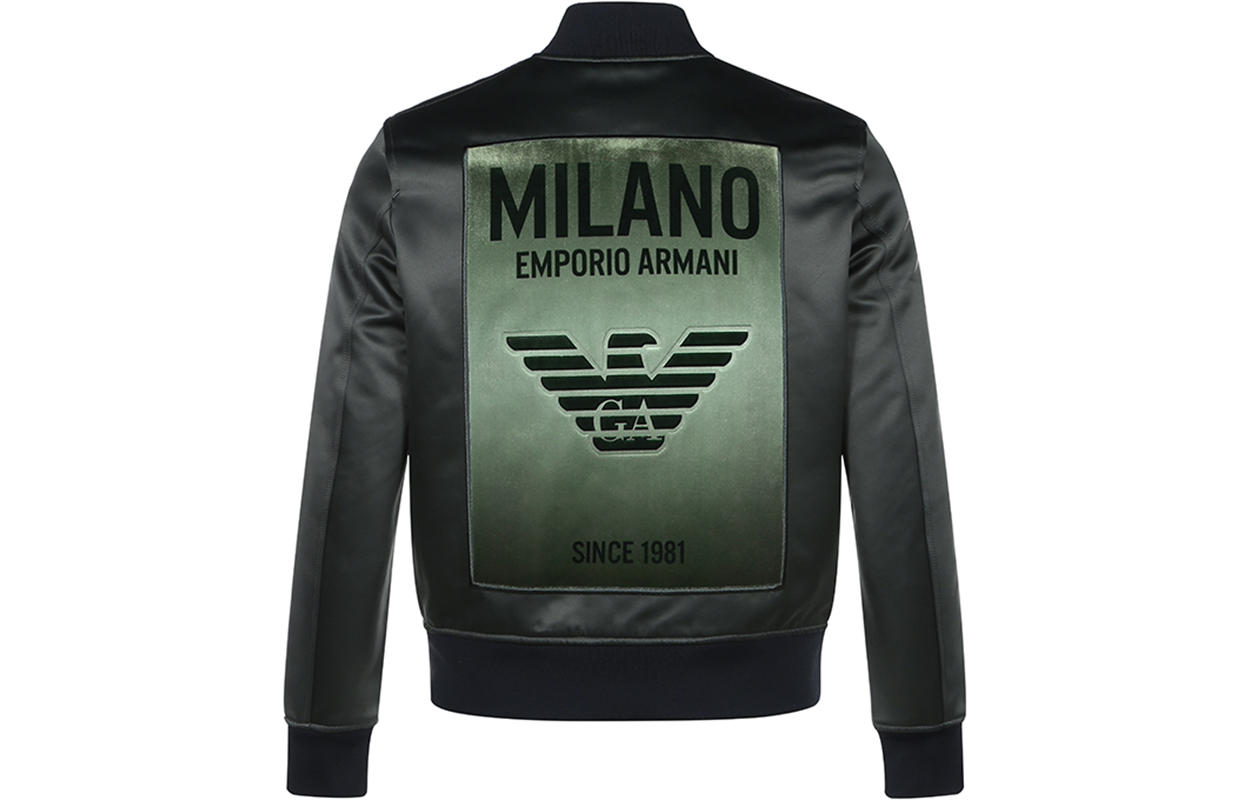 Emporio Armani Army Green Satin Jacket with Back Logo 6H1BE5-1NKQZ-0564
