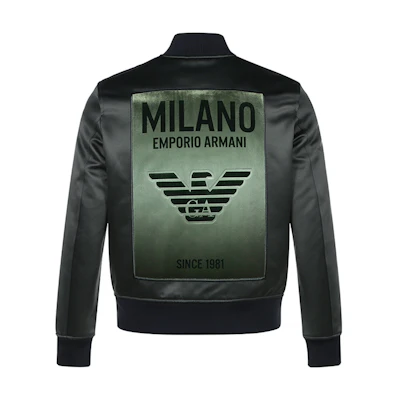 Emporio Armani Army Green Satin Jacket with Back Logo 6H1BE5-1NKQZ-0564