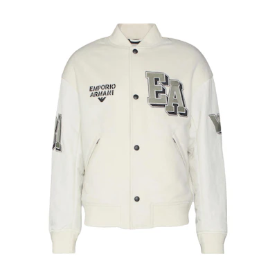 Emporio Armani Beige Baseball Collar Letter Print Jacket 6R1B89-1NHN-Z01J7