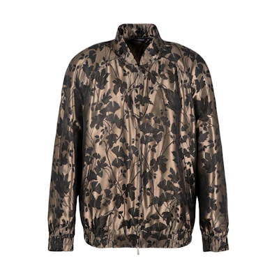 Emporio Armani Beige Floral Jacquard Zip-Up Casual Jacket E31R53-F1164-1120