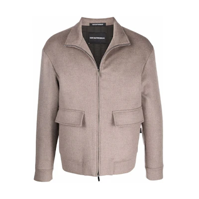 Emporio Armani Beige High Collar Zip Jacket B1R42-0B145-2118