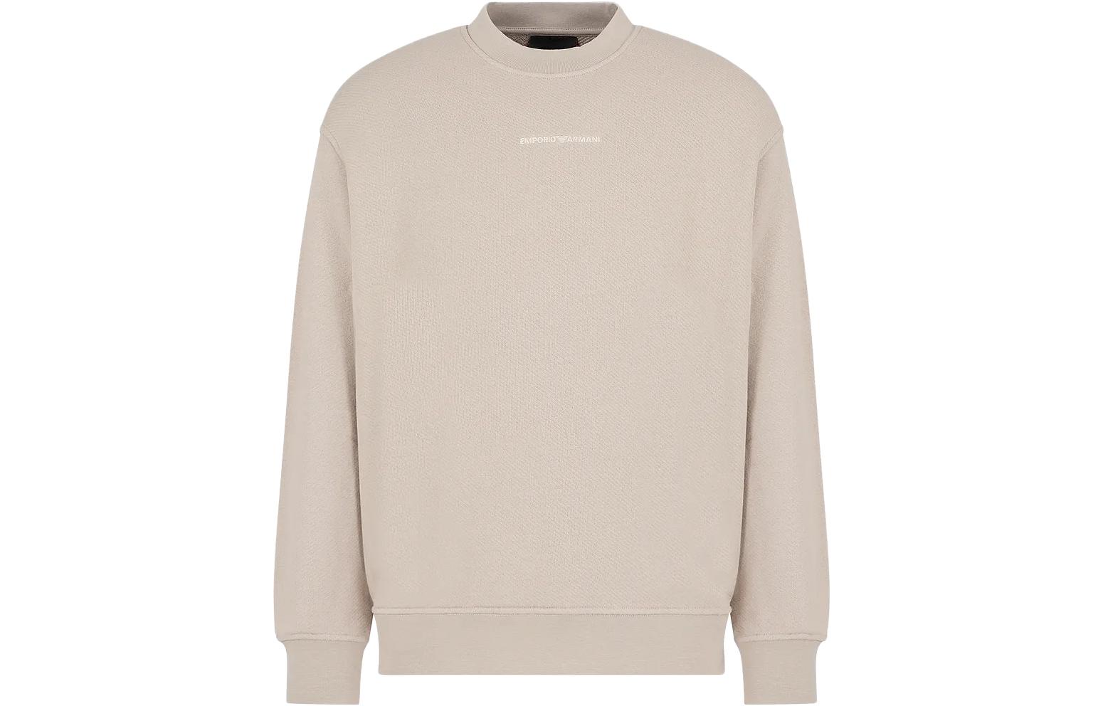 Emporio Armani Beige Logo Crewneck Pullover Sweatshirt Long Sleeve 3D1MEC-1JODZ-10181