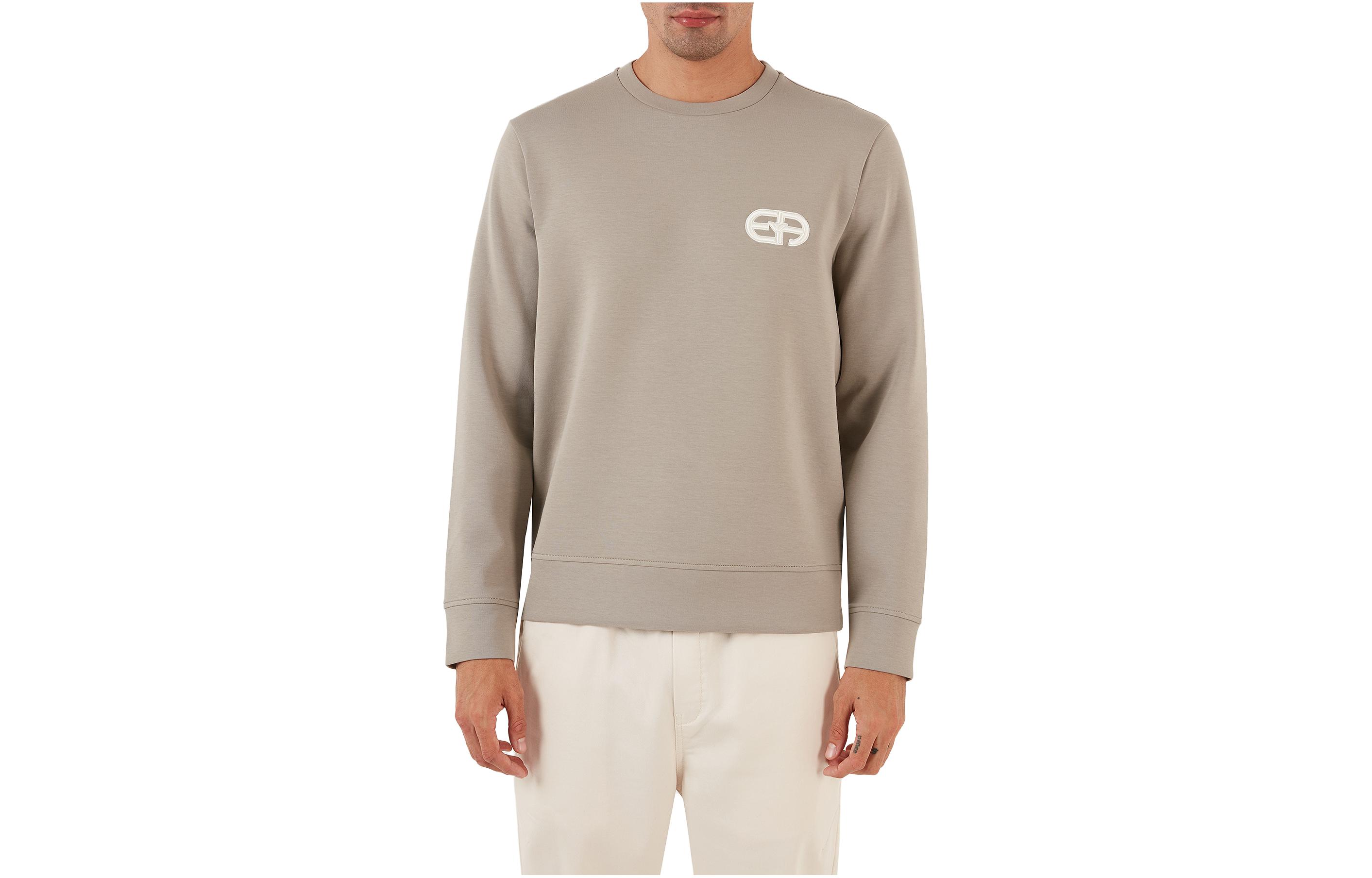 Emporio Armani Beige Loose Fit Logo Print Crewneck Sweatshirt 8N1ML7-1JHSZ-0643