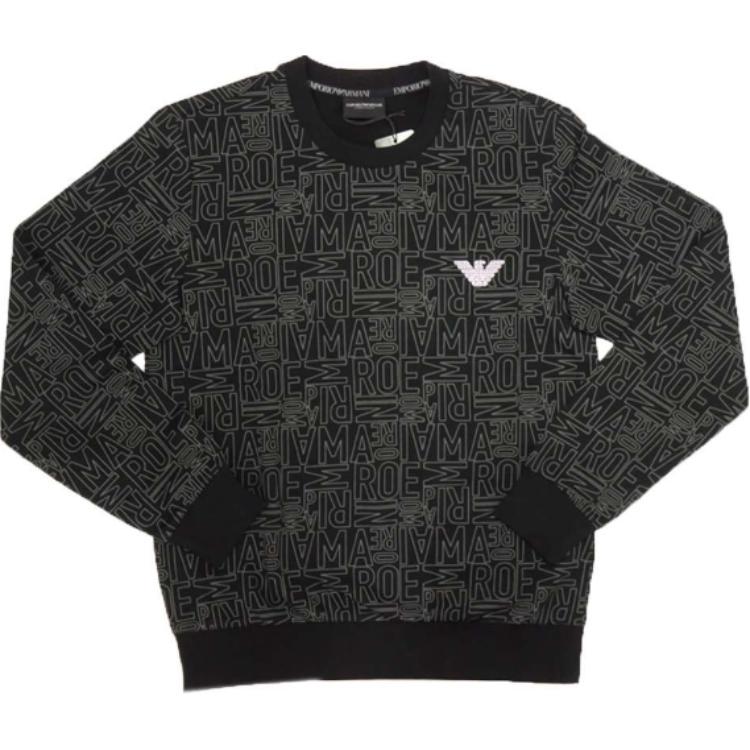 Emporio Armani Black All-Over Print Crewneck Long Sleeve Sweatshirt 111785-4R566-17520