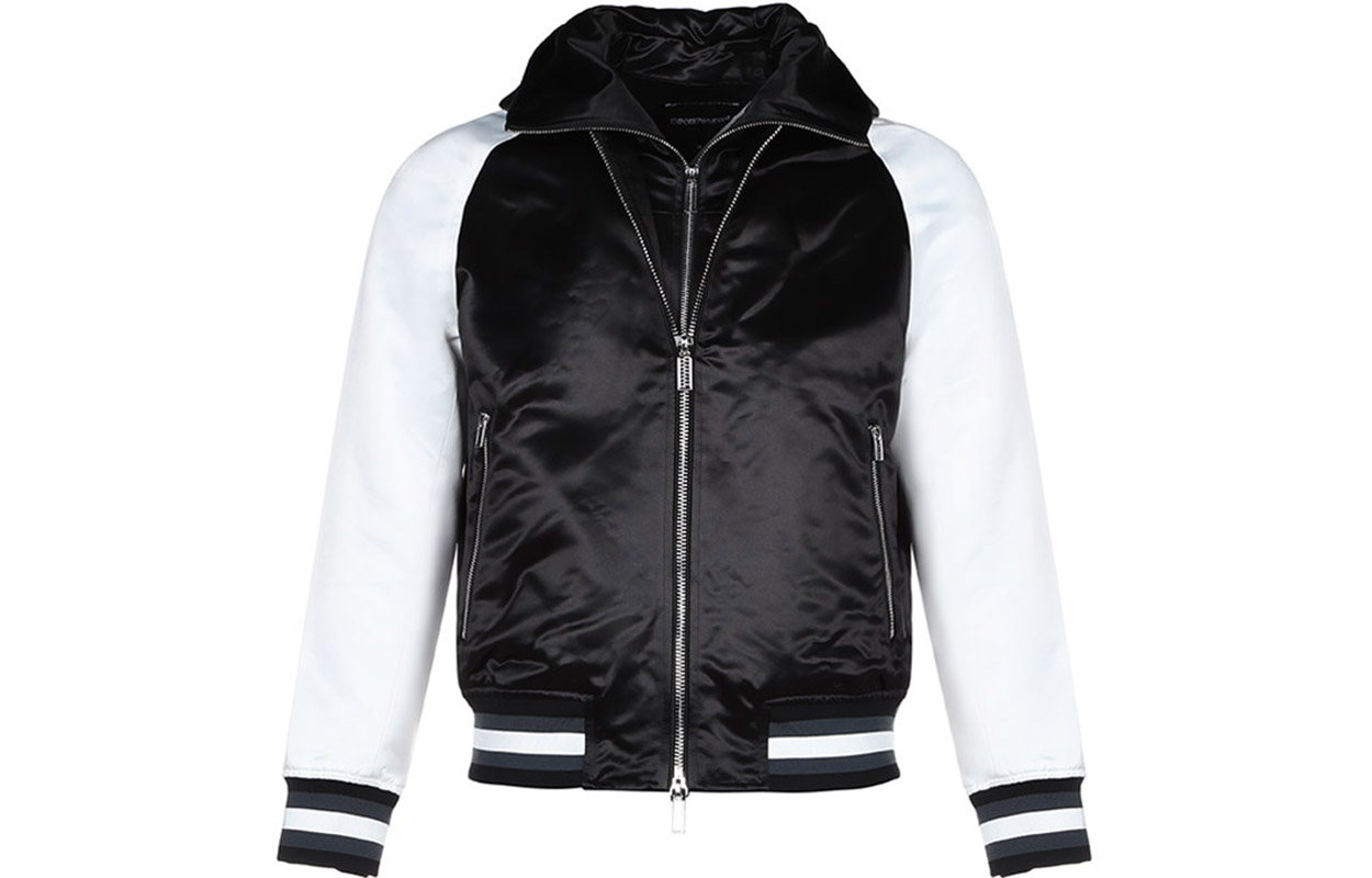 Emporio Armani Black and White Logo Print Hooded Jacket 6H1BE9-1NYCZ-F018