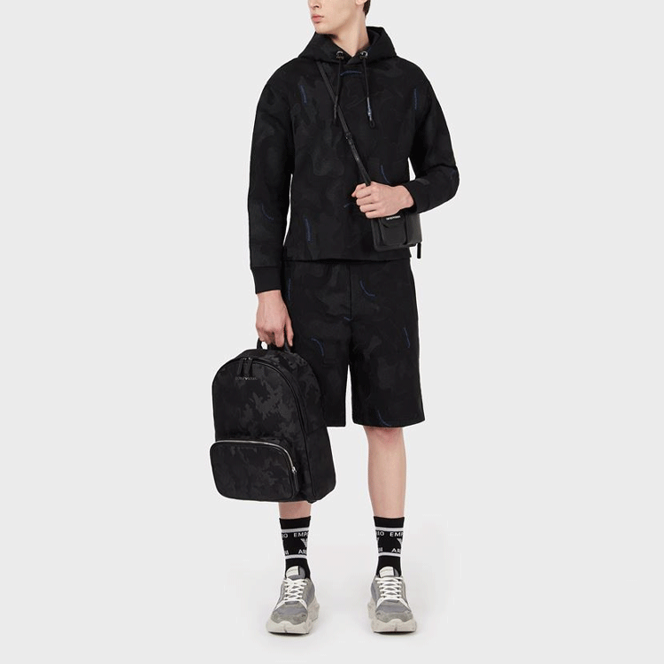 Purchase EMPORIO ARMANI Black Camouflage Print Shorts. 3K1P92-1JDSZ-F036