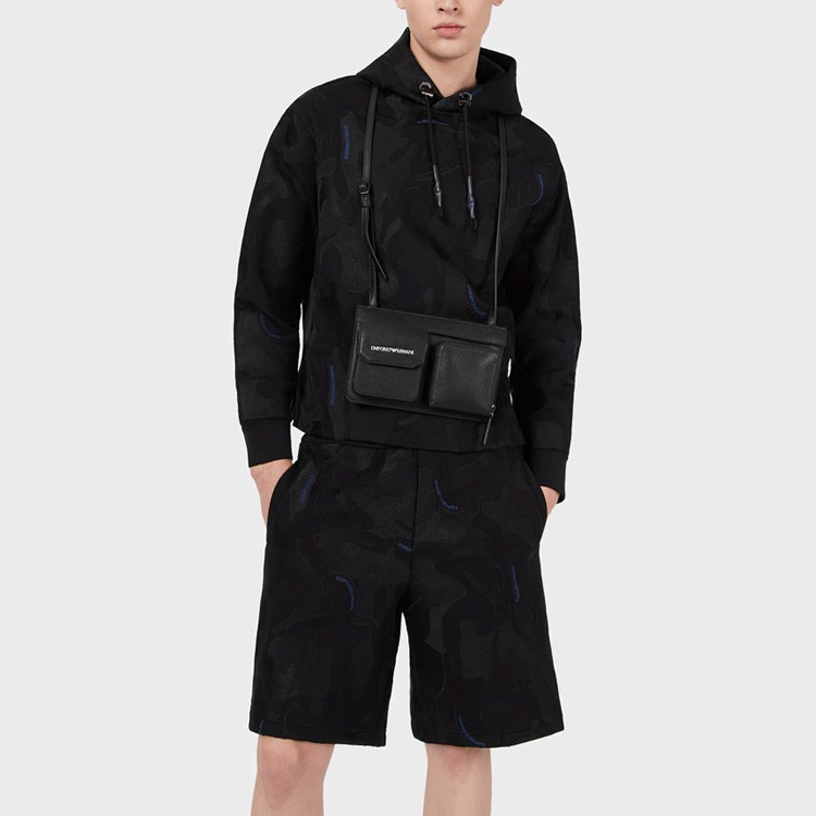 Details for EMPORIO ARMANI Black Camouflage Print Shorts. 3K1P92-1JDSZ-F036