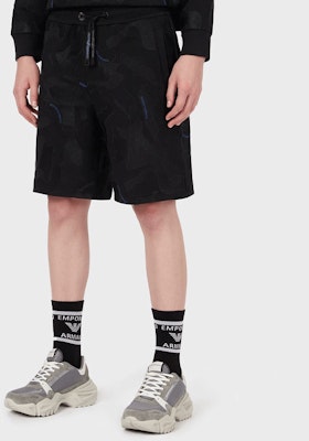 EMPORIO ARMANI Black Camouflage Print Shorts. 3K1P92-1JDSZ-F036 Sizing EMPORIO ARMANI Black Camouflage Print Shorts. 3K1P92-1JDSZ-F036