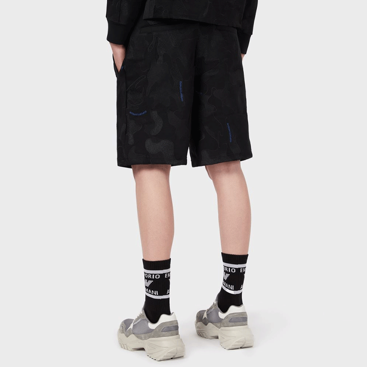 Cheap EMPORIO ARMANI Black Camouflage Print Shorts. 3K1P92-1JDSZ-F036