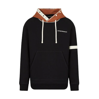 Emporio Armani Black Colorblock Logo Print Hoodie 6K1MB8-1JSCZ1-0999