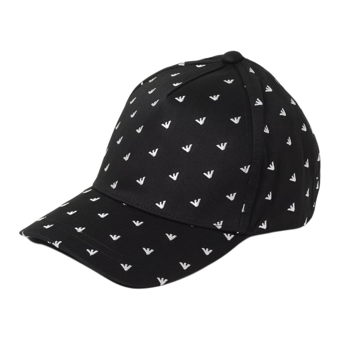 Emporio Armani Black Cotton Cap with Logo Details 6274764R57700020