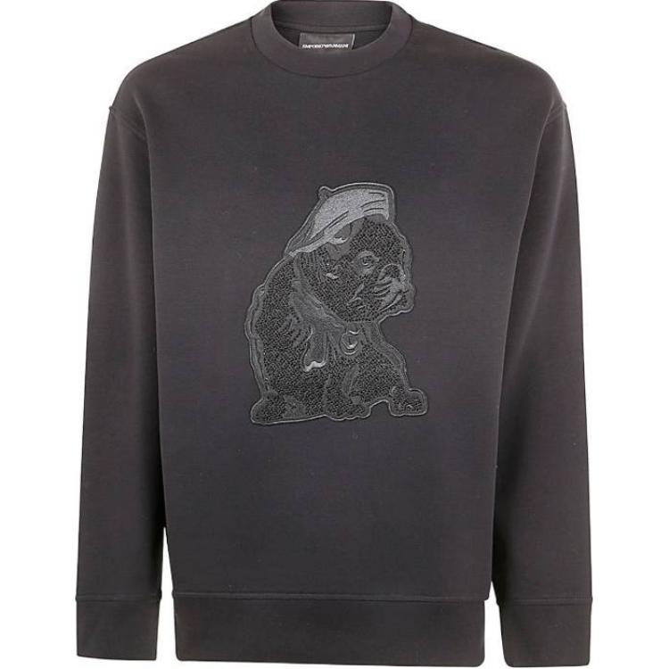 Emporio Armani Black Cotton Crewneck Pullover Sweatshirt 6D1MC7-1JHSZ-0999