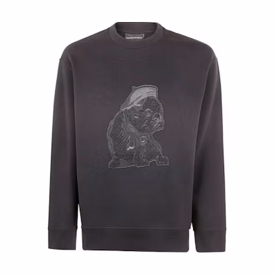 Emporio Armani Black Cotton Crewneck Pullover Sweatshirt 6D1MC7-1JHSZ-0999