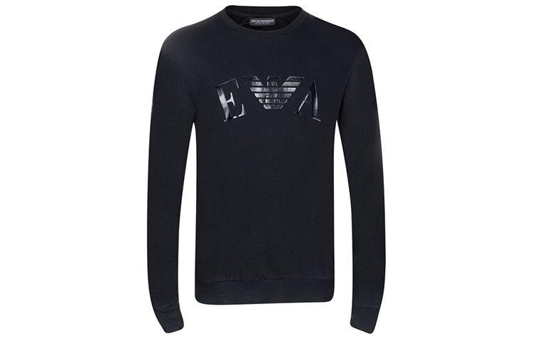 Emporio Armani Black Cotton Crewneck Sweatshirt with Print 111785-1P571-0200