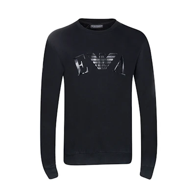 Emporio Armani Black Cotton Crewneck Sweatshirt with Print 111785-1P571-0200