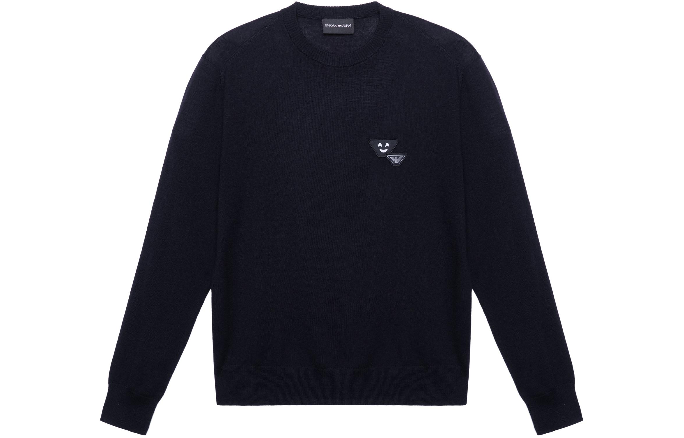 Emporio Armani Black Crew Neck Sweater with Small Pattern 3H1MXB-1MVQZ-999