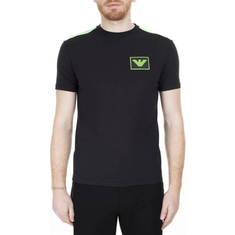 EMPORIO ARMANI Black Crew Neck T-Shirt with Shiny Eagle Logo 3H1T70-1J37Z-0999 圖 4