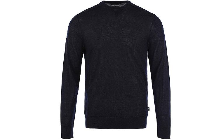 EMPORIO ARMANI Black Crewneck Knit Pullover Sweatshirt SS21. 8N1MUV-1MJWZ-0999