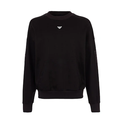 Emporio Armani Black Crewneck Logo Sweatshirt Long Sleeve 3G1M96-JSQZ-0999