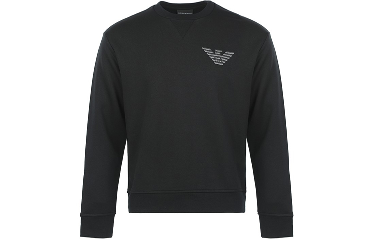 Emporio Armani Black Crewneck Pullover Sweatshirt with Eagle Logo 6K1M86-1JQNZ-0999