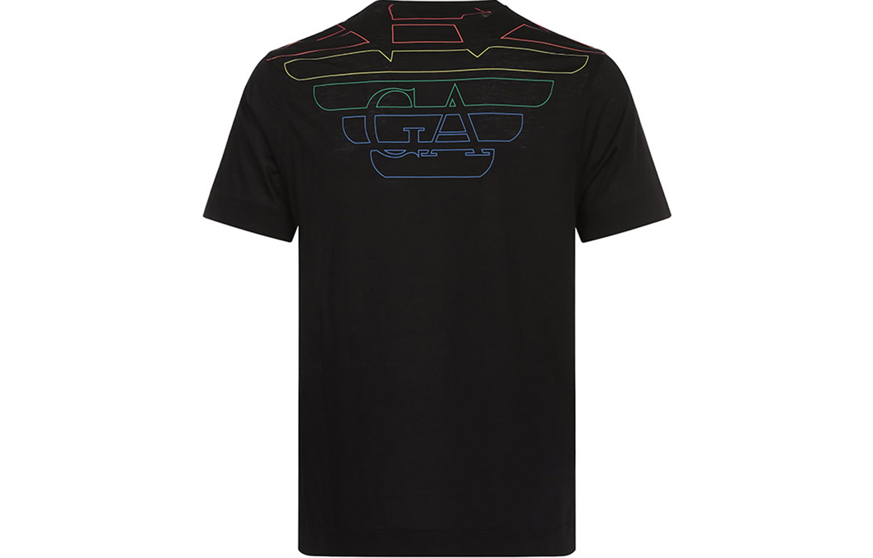 Lookbook エンポリオアルマーニ ブラック クルーネック 半袖 Tシャツ 3G1TM6-1JQXZ-F059