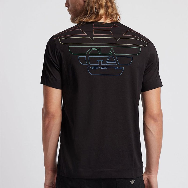 Purchase エンポリオアルマーニ ブラック クルーネック 半袖 Tシャツ 3G1TM6-1JQXZ-F059