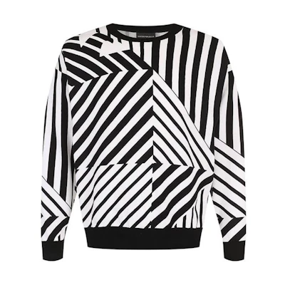 Emporio Armani Black Crewneck Striped Pullover Sweatshirt 3Z1MYA-1MRSZ-F001