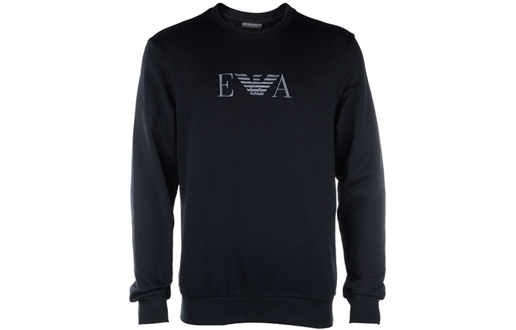 Emporio Armani Black Crewneck Sweatshirt with Embroidered Eagle Logo 111785-0A571-00020