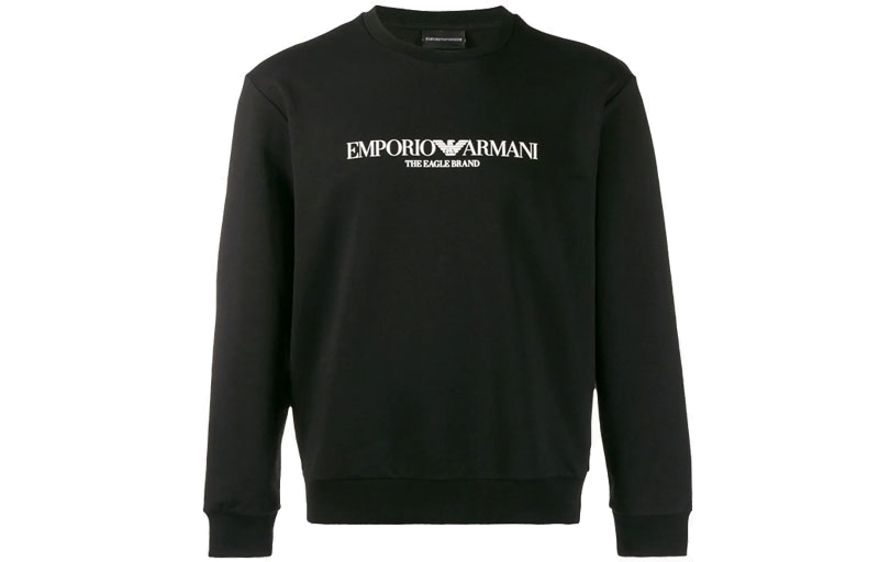 Emporio Armani Black Crewneck Sweatshirt with Letter Print. 8N1ME8-J04Z-0999