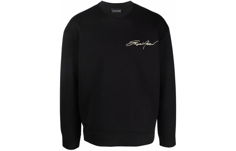 Emporio Armani Black Crewneck Sweatshirt with Logo Embroidery 6K1M71-1JUWZ-0999