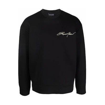 Emporio Armani Black Crewneck Sweatshirt with Logo Embroidery 6K1M71-1JUWZ-0999