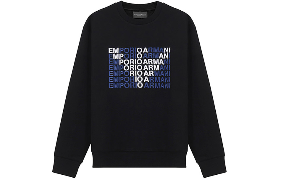 Emporio Armani Black Crewneck Sweatshirt with Logo Print 6K1M62-1JHSZ-0999