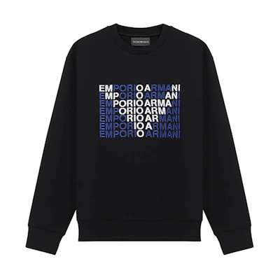 Emporio Armani Black Crewneck Sweatshirt with Logo Print 6K1M62-1JHSZ-0999