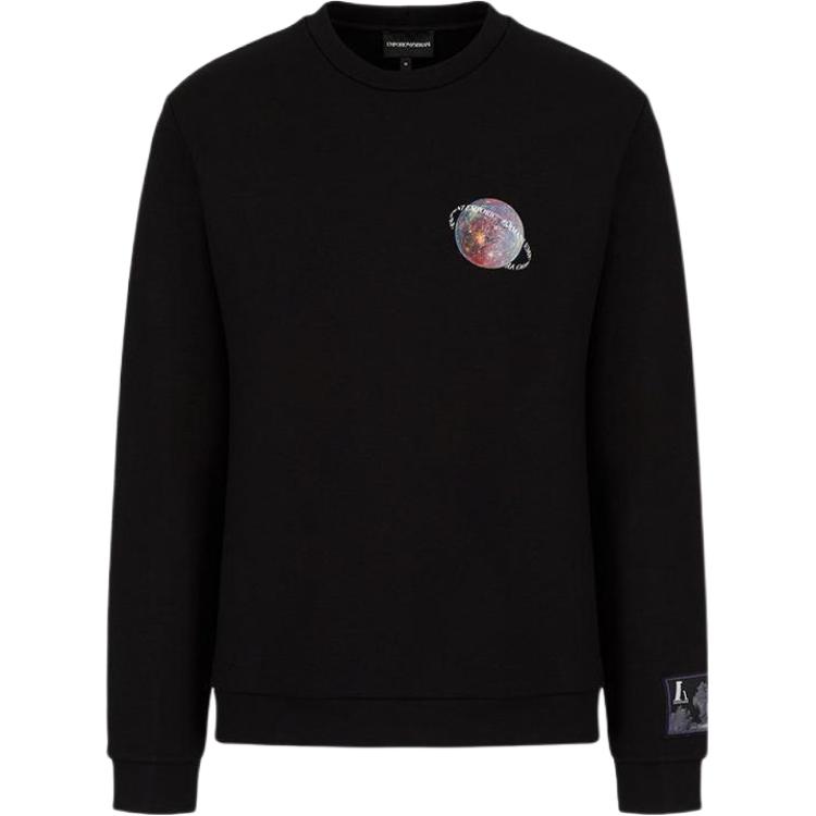 Emporio Armani Black Crewneck Sweatshirt with Solid Pattern Print 6K1M8R-1JK9Z1-0999