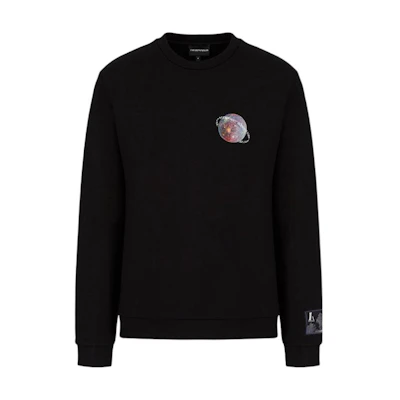 Emporio Armani Black Crewneck Sweatshirt with Solid Pattern Print 6K1M8R-1JK9Z1-0999