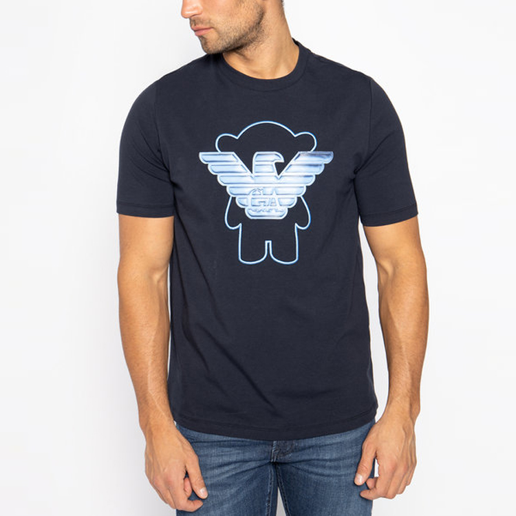 Emporio Armani Black Crewneck T-Shirt with Large Blue Logo Print. 3H1T8A-1J91Z-0922 圖 4