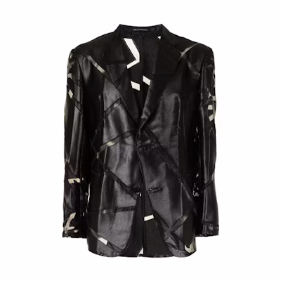 Emporio Armani Black Cross-Band Faux Leather Blazer Jacket A1G300-A1175-999