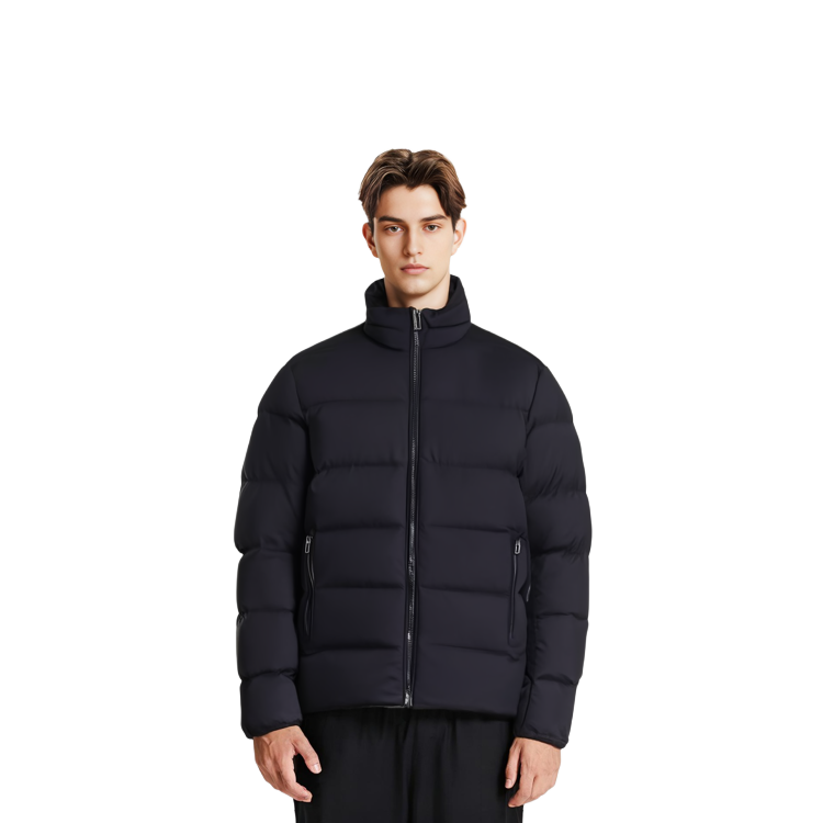 Shop EMPORIO ARMANI 黑色羽絨外套冬季大衣 6H1BL4-1NLQZ-0999